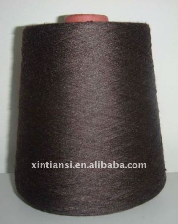 100% recycled brown melange spun polyester yarn