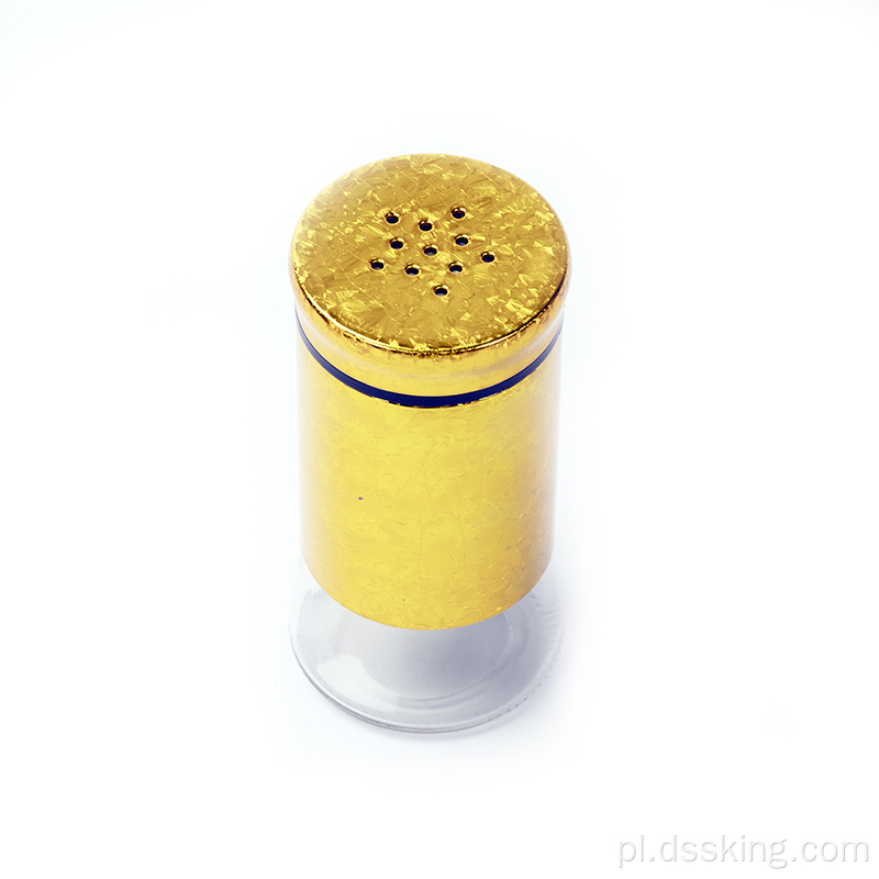Hurtowe kuchenne plastikowe słoiki przyprawowe i sól Niestandardowe gwintowane złotą złotą pokrywkę szklaną pojemnik na przyprawę Zestaw 200 ml