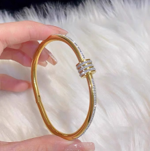 Luxury Titanium Triple-Layer Rhinestone Bar Bangle