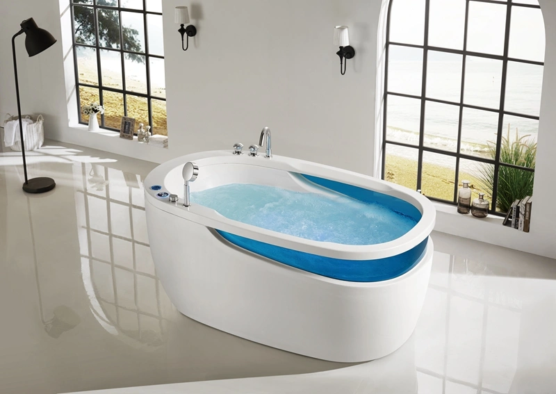 Oval Shape Air Hydro-Massage Small Freestanding Bath Movable Bathtub