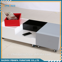 Simple Frame Rectangle Coffee Table, Wooden Tables With Two Storages