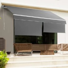 Retractable Folding Arm Outdoor Awning with Front Roller