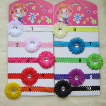 Lace Ribbon Headband Headdress Small Rhinestones Gerbera Daisies