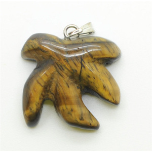 Maple Leaf Shape Yellow Tiger eye pendant