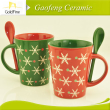 Christmas ceramic mug with spoon