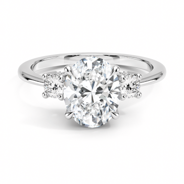 18K white three stone lab diamond ring