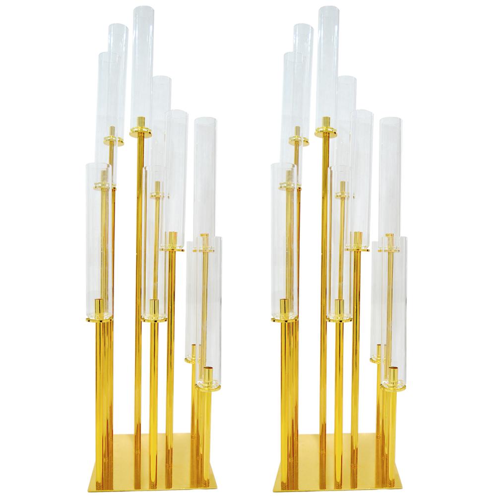 Large Floor Gold Taper Candle Holders For Wedding