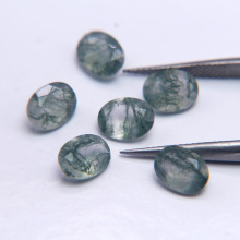 Natural Water Grass Moss Agate Oval Loose Stones