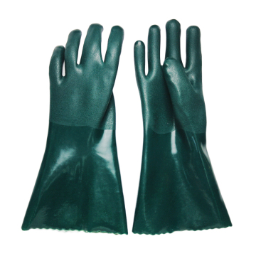 PVC dipped green protective safety working sandy gloves