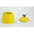 Yellow bee shape food canister ceramic with lid