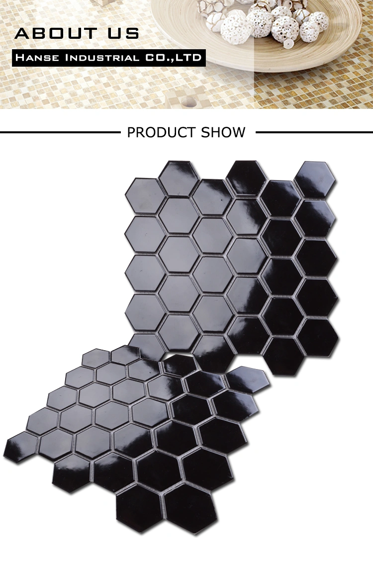 Modern Fashion Style Anti-Microbial Black Hexagon Mosaic Tile