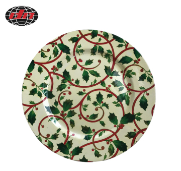 Plastic Plate with Holly Printing