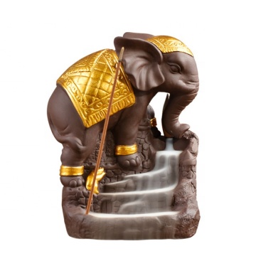Ceramic Censer Waterfall Holder: Extremely Lifelike Cute Elephant Backflow Incense Burner