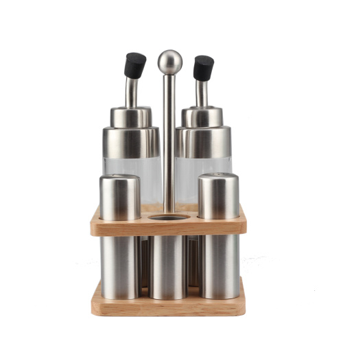 Salt andPepper Grinder Set With Wood Stand