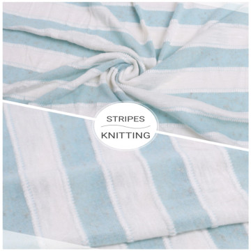 Custom Blue and White Stripes Knitted Jersey Fabric
