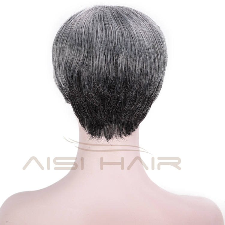 Aisi Hair Straight Bob Wigs Synthetic Hair Short Party Hair Cosplay Wig for Women Grey Mixed Black Short Bob Wigs
