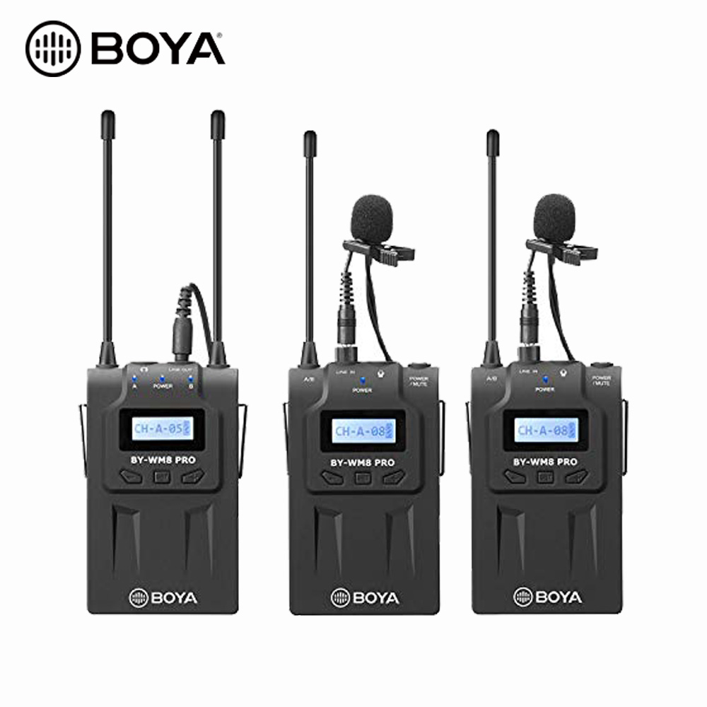 High Quality BOYA BY-WM8 Pro Upgraded UHF Dual-Channel Wireless Microphone System