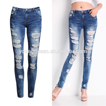 AZ11 Ladies slim slim burr hole jeans pencil pants and jeans female feet