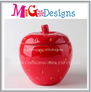 Factory Direct Manufacture Ceramic Strawberry Jar With Red Fruit Jar