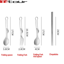 Titanium Cutlery Set Folding Spoon,Fork and Chopsticks