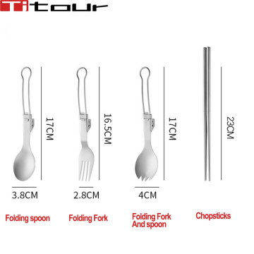 Titanium Cutlery Set Folding Spoon,Fork and Chopsticks
