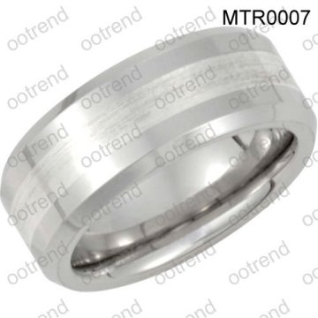 Comfort fit brushed/ polished tungsten rings inlay 925 silver,elegant men tungsten silver rings