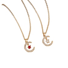 December Birthstone Gold Plated Choker Necklace with Moon and Star Charm