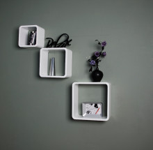 White Round Corner Cube Shelf