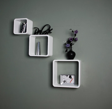 White Round Corner Cube Shelf
