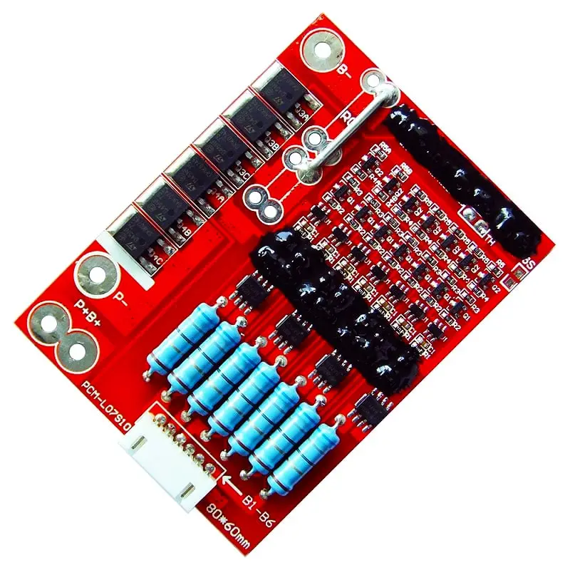 7s 10A PCM BMS for 24V 25.2V 25.9V Li-ion/Lithium/ Li-Polymer 21V 22.4V LiFePO4 Battery Pack Size L80*W60*T9mm (PCM-L07S10-226)