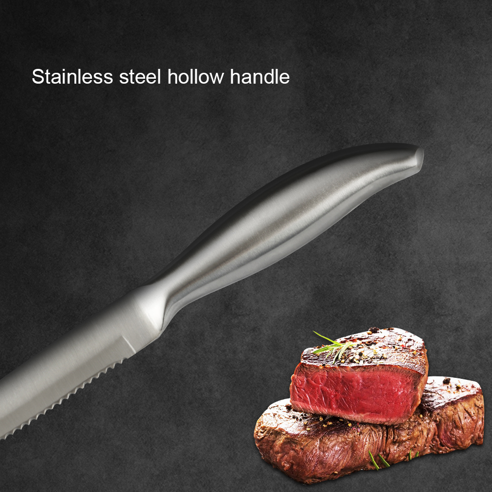 Steakmesser Set aus 4 gezackten Edelstahl