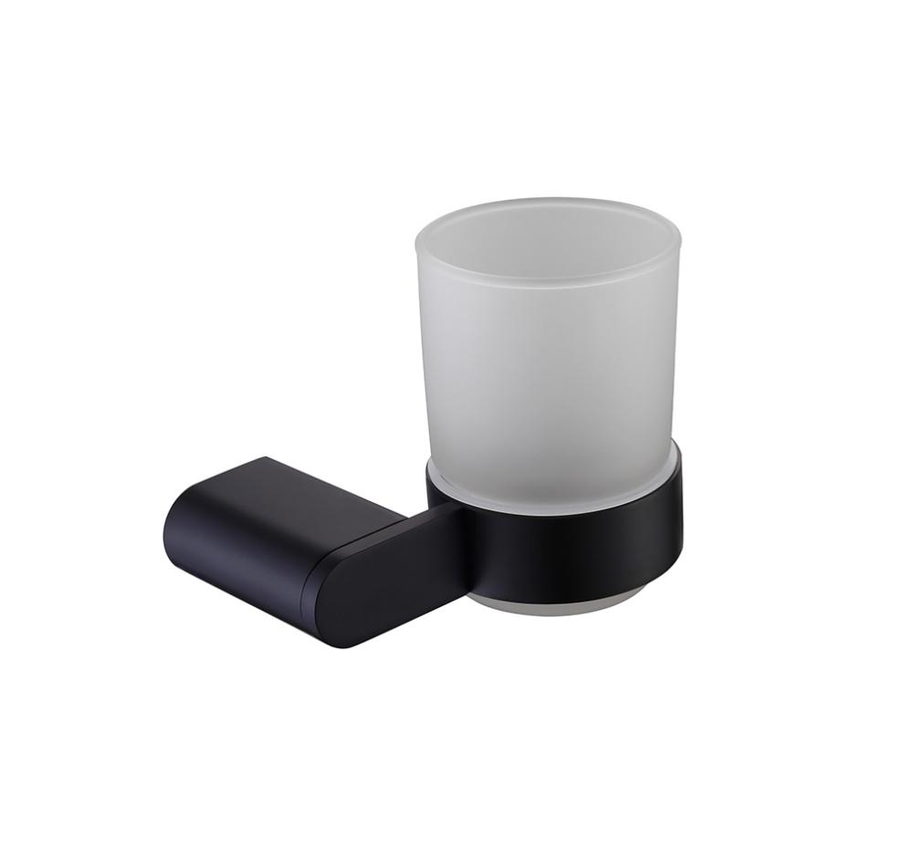 Black Wall Mounted Frosted Glass Toothbrush Holder