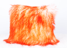 Mongolian Lamb Fur Cushion Bleached with Orange top