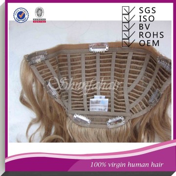 Human hair clip in hair half wig,half wig clip in hair extensions,half wig