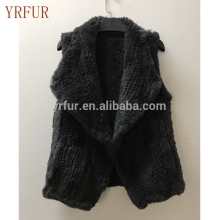 YR779 Real Rex Rabbit/Sheared rabbit Hand knit Top Quality Fur Vest