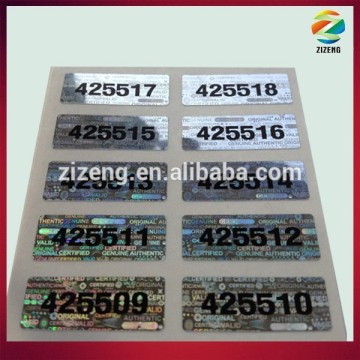 100 serial number tamperproof custom hologram sticker