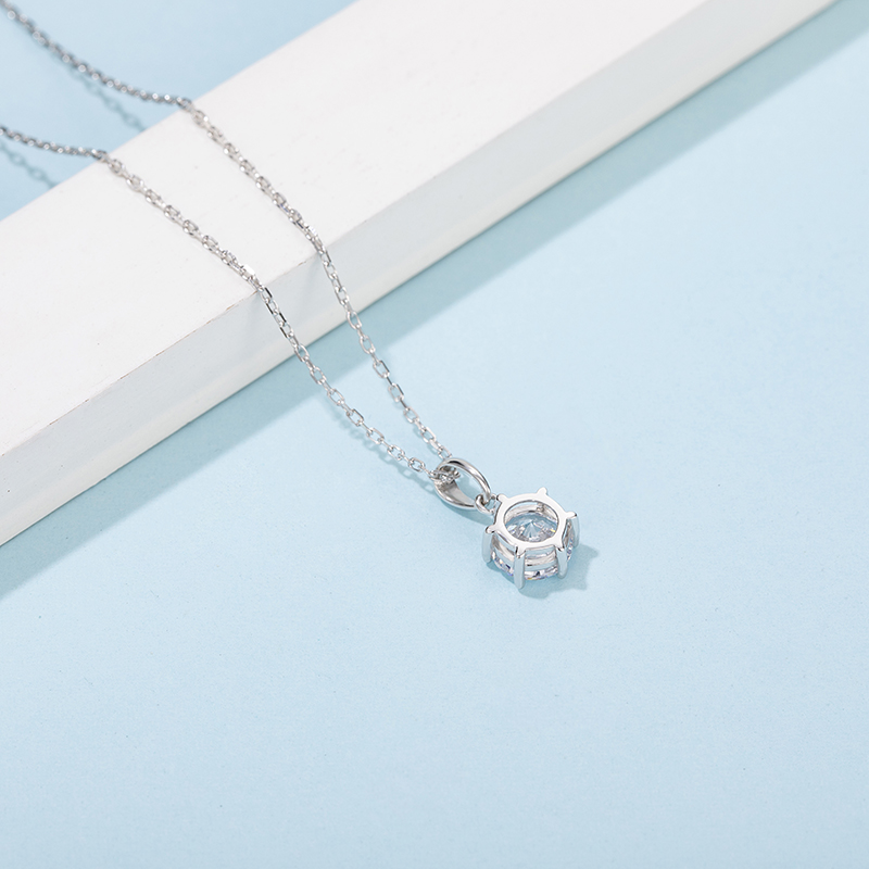 Simplest Luxury  925 Sterling Silver Moissanite Pendant Women Engagement Six Prongs Large Diamond Wedding Party Necklace