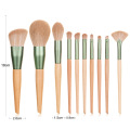 slight green wood color handle makeup brush sets