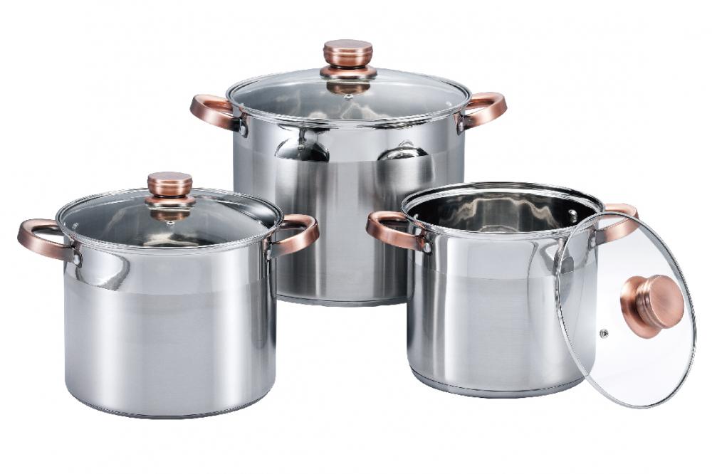 0.5mm Stainless steel pot with golden anti-scald handle