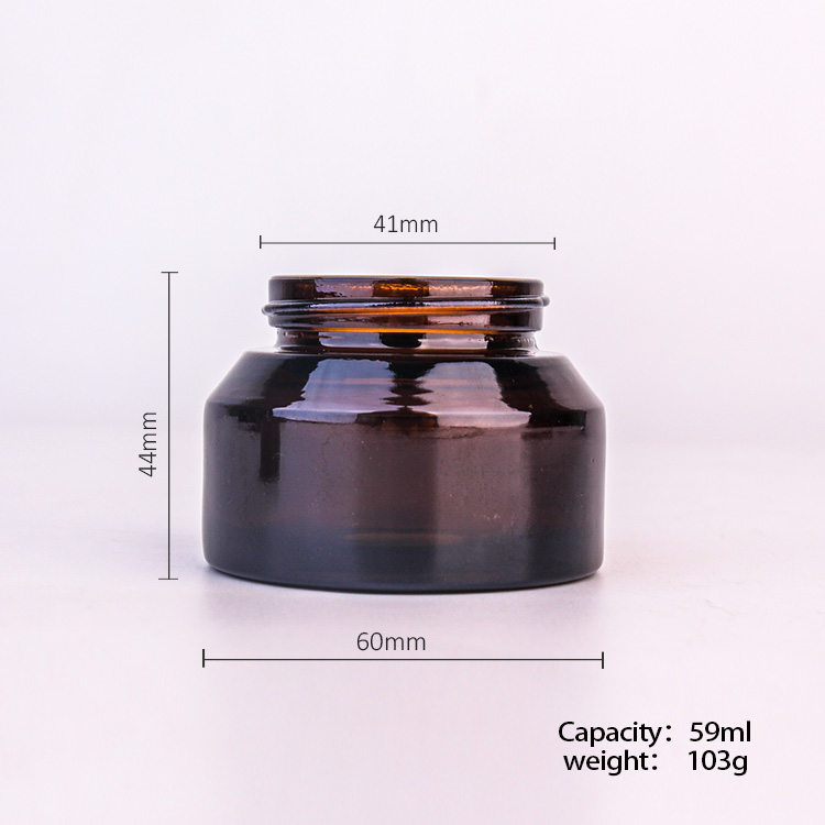 3 pack 1oz 2oz amber glass jars for cosmetics and face cream glass jar