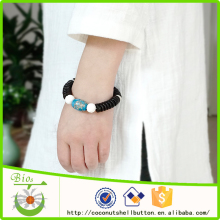 Tibetan turquoise howlite stone engrave lotus bead bracelet