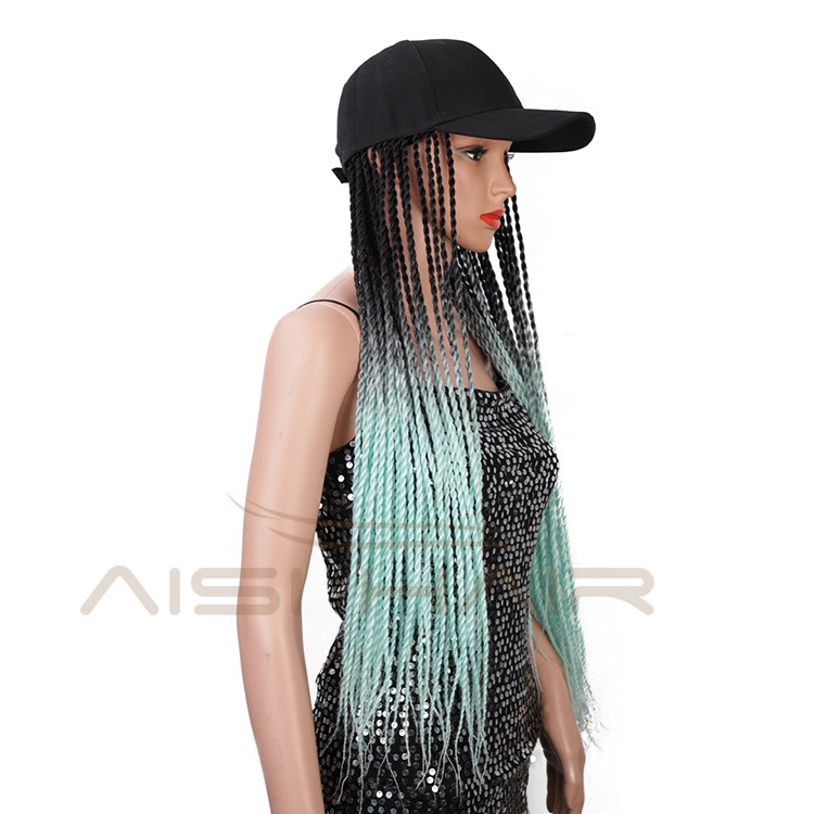 Aisi Hair Synthetic Cosplay Party Baseball Hat With Crochet Twist Braiding Hair Extension For Black Women Synthetic Hair Wigs