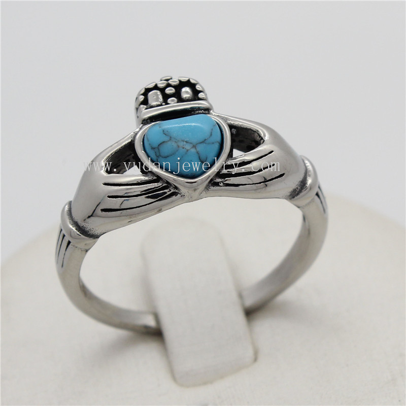 Yudan Jewelry Factory Custom Stainless Steel Turquoise Ring Men