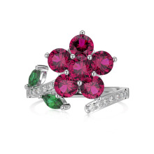 Wholesale 925 Sterling Silver Rings with Cubic Zircon Flower Design for Women