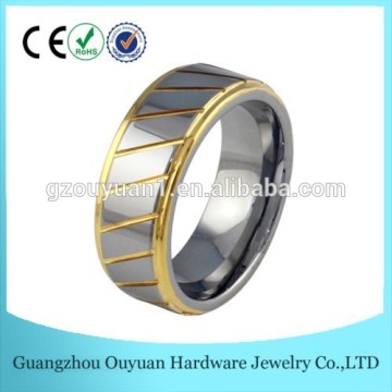 New Tungsten Ring, Tungsten Carbide Ring with Gold Plated, Fashion Tungsten Carbide Ring