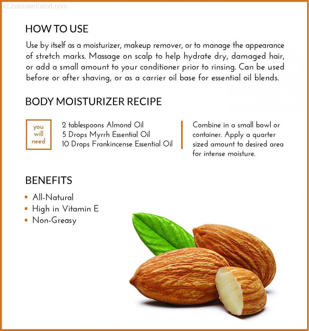 Supply Food Grade Carrier Oil Minyak Almond Manis