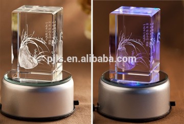 3d laser engraving crystal block/cube with led base