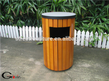 Waterproof powder coating steel and beech wood dustbin beech wood furniture outdoor