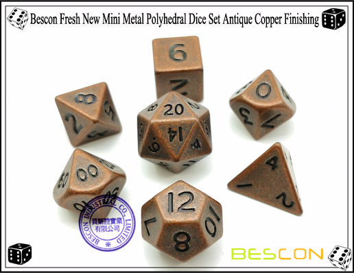 Bescon Fresh New Mini Metal Polyhedral Dice Set Antique Copper Finishing-4 Bescon Fresh New Mini Metal Polyhedral Dice Set Antique Copper Finishing-4