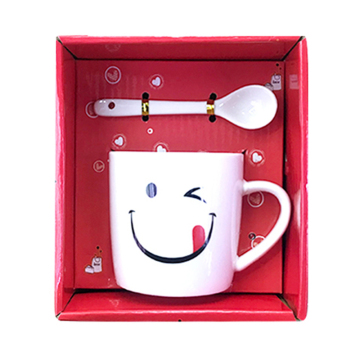 Premium Smile Face Coffee/Tea Mug with Spoon - High Quality Customized Pottery